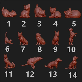 1:64 Сладък животни куче и котка модел е миниатюрен пясъчен маса трябва да colorize сами Номер 009