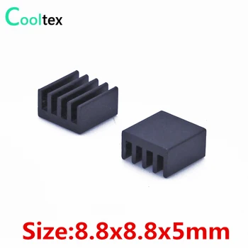 (100 бр./лот) 8,8x8,8x5 mm Алуминиев радиатор Экструдированный черен радиатор за охлаждане на интегрални схеми с микросхемой IC