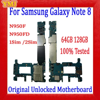 100% Оригинал За Samsung Galaxy Note 8 N950F N950FD дънна Платка с 64 GB/128 GB Напълно отключени За Galaxy Note 8 N950FD Логическа такса