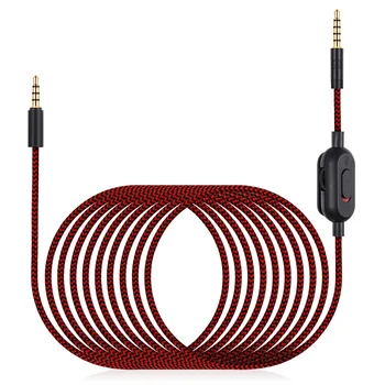 2,0 М Сплетен Взаимозаменяеми Кабел удължителен кабел Кабели за Logitech G433 G233 G Pro X Детска Слушалки Със Скоба за Регулиране на силата на Звука