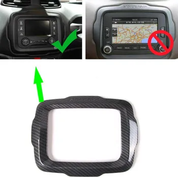 2015-2018 За Jeep Renegade Вътрешна арматурното табло Навигационна GPS Капак Тапицерия От Въглеродни Влакна Декоративна Рамка Голям Екран Автомобилен Стайлинг