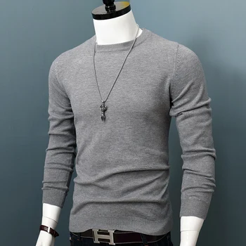 2021 Персонализирани мъжки пуловер с дълъг ръкав и кръгло деколте, рекламен пуловер A815, популярен с v-образно деколте, синьо, каки