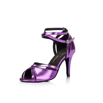 2022 Нови летни дамски US4-12 размери Модни лилави кожени обувки за латино танци за салса, танго, танц CM036-5