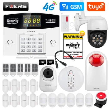 Fuers W214 4G Sasha Умна Аларма Безжична Охранителна Система, Интелигентен Дом Управление на Аларма LCD Дисплей IP Камера с Датчик за Движение