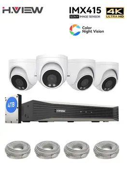 H. View 4K Пълноцветен Система за Видеонаблюдение за Нощно Виждане Комплект за Видеонаблюдение 8MP Poe Ip Камера Набор от 8-Канален Куполна Аудио Запис Нрв