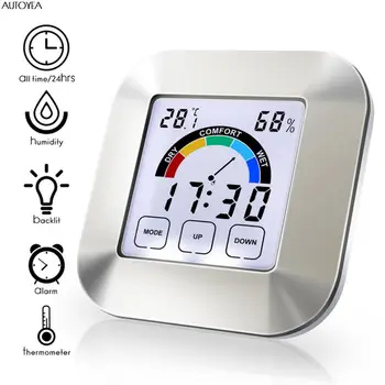 LCD Дигитален Термометър, Влагомер За Помещения метеорологичната станция За Дома Сензор за Температура И Влажност на въздуха Часовници