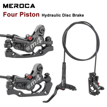 MEROCA МТБ Велосипеди Спирачка M4 Хидравлични Дискови Спирачни Апарати, 4 Бутални 160 mm двустранен спирачка 800/1400 мм Комплект Дискови Спирачки под налягане на маслото