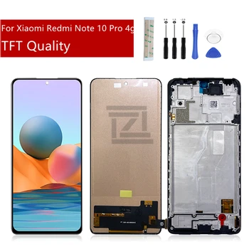 TFT LCD дисплей За Xiaomi Redmi Note 10 Pro 4G LCD дисплей с Сензорен Екран Дигитайзер В Събирането на M2101K6G + Рамка M2101K6G Резервни Части