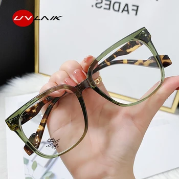 UVLAIK Голяма Рамки За Очила Със Синя светлина, Рамки За Жени, Луксозни Маркови Дизайнерски Очила, Мъжки Извънгабаритни Квадратни Очила За Късогледство, Оптични Рамки