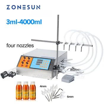 ZONESUN ZS-YTDP4 4 Глави Полуавтоматична Вода, Сок, Масло Бутилка Банка Пълнител за Електрически Цифров Помпа За Бутилиране на Течности