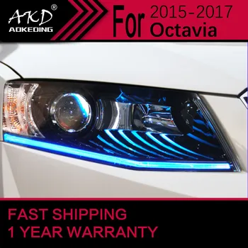 Автомобилни Фарове за Skoda Octavia LED Светлини 2015-2017 Octavia Главоболие Фенер Drl Обектива на Проектора Автомобилни Аксесоари