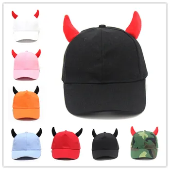 Бейзболна шапка с бродирани логото, Cosplay, мъжки и дамски холщовая шапка с дяволски рога, шапка от слънцето