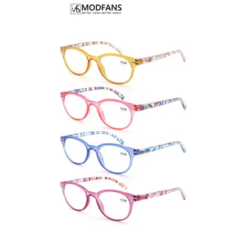 Дамски очила за четене MODFANS, дамски очила за четене, стилна реколта кръгли рамки, с пружинным тръба на шарнирна връзка, лека дрехи, остротата на зрението, MSR038