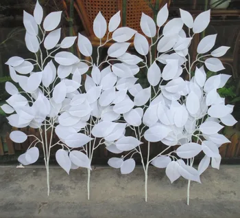 една дузина изкуствени бели листа banyan сватбен фестивал честване на фона на път led начало САМ декоративен фалшив цвете