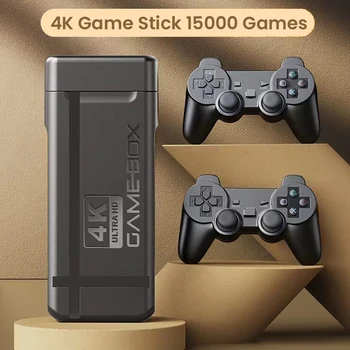 Игрова конзола K9 4K за видео игри, HD Gamebox с безжичен контролер джойстик 2,4 G, вграден в 15000 игри за PS1/FC/GBA