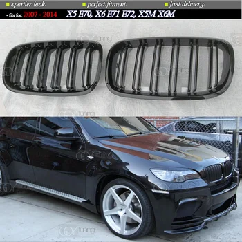 Лъскава черна Двупластова решетка на Радиатора Предна броня за BMW 2007-2014 E70 X5, E71, E72 X6, X5M X6M