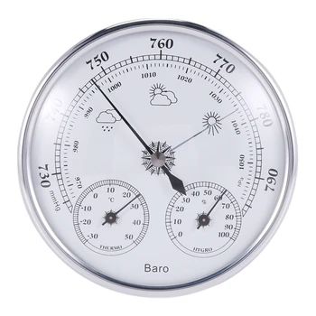 Монтиране На Домакински Термометър, Влагомер Точност Ръководят Манометър Въздушен Изглаждат Време На Уред Барометър