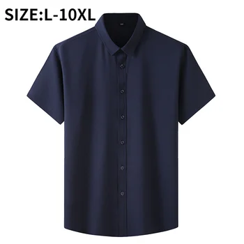 Мъжки Летни Ризи с Къси Ръкави, Обикновена Ежедневните Свободни Разтеглив, Черни, Бели, Сини Бизнес Ризи, Големи Размери на 8xl 10xl