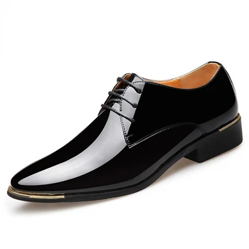 Мъжки обувки от лачена кожа на премиум-клас, Бели Сватбени обувки, Размер 38-48, Черни Кожени Меки мъжки Модел обувки с ниски берцем, Обикновена Обувки 2022 г., на Новост