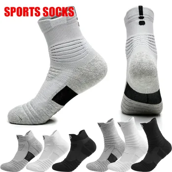 Мъжки Спортни Чорапи Дишащи Влагоотводящие Спортни Чорапи Есен Зима Удобни Памучни Чорапи За Бягане На Открито Баскетболни Чорапи