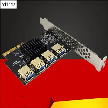 НОВ PCIE от 1 до 4 Златни USB3.0 PCI-E X4 Странично Card 4 Порта USB 3.0 Множител Хъб за Странично PCI Express 16X За Майнинга Биткойнов