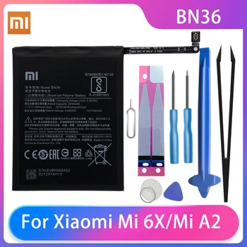 Оригинален Xiaomi Mi 6X Mi 6x Mi A2 Mi A2 Батерии за телефони BN36 Акумулаторна Батерия За телефон с Голям Капацитет на 3010mAh Безплатни Инструменти AKKU