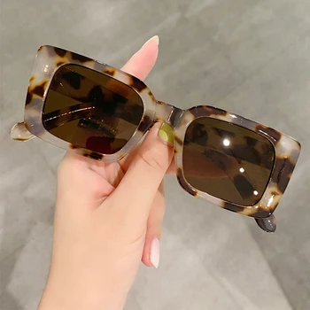 Ретро Слънчеви Очила Дамски Модни Маркови Малки Правоъгълни, Квадратни Слънчеви Очила Мъжки Vintage Слънчеви Очила Градиентный Чай Oculos De Sol