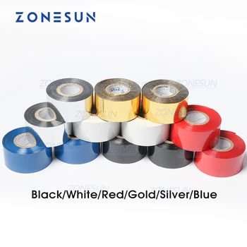 Топлинна филм ZONESUN лента на печатна машина, 30* 100 м, лента за отпечатване на дата за пластмаса и хартия (5 ролки / лот)