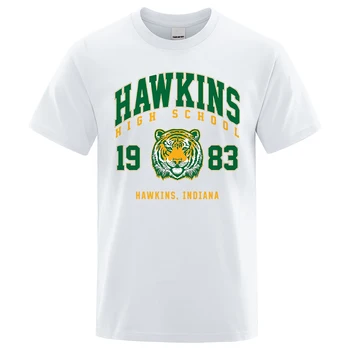 Хокинс High School 1983 Тениска Hawkins Indiana, Мъжки Модни Тениска с Кръгло деколте, Без Тениска в стил хип-хоп, Ежедневни Дишащи Блузи, мъжки
