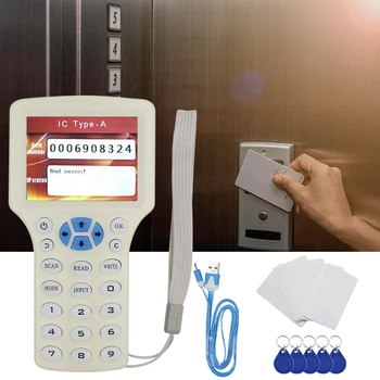 10 Честотен Английски RFID Четец Писател Копирна Машина IC/ID Восъчни NFC Шифровальная Карта Писател За Карти, 125 khz 13,56 Mhz USB Кабел