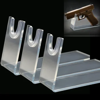 3шт акрилно за Пистолет Прозрачна Поставка за Пистолет с Ивици Маркетингови Притежателите Поставка За Лепкав Пистолет, Пистолети Дисплей Полк Пистолет Безопасно Съхранение