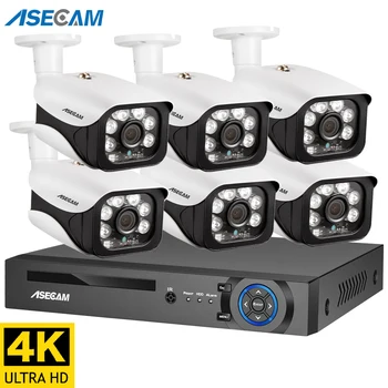 8-Мегапикселова Система за Видеонаблюдение 4K POE NVR Комплект външно Видеонаблюдение Домашна IP камера за видеонаблюдение Xmeye
