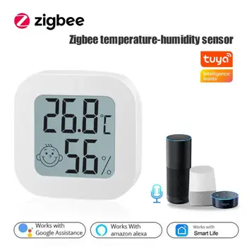 AUBESS Sasha ZigBee Интелигентен Сензор за Температура И Влажност на въздуха LCD Дисплей за Наблюдение на Вътрешния Термометър Чрез Алекса Google Home Smartlife