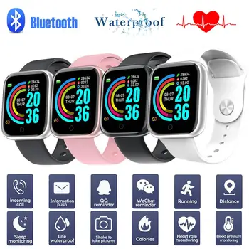 D20 Смарт Часовници За Мъже И Жени Фитнес Тракер Наблюдение На Сърдечната Честота Следи Кръвното Налягане Bluetooth Smart-Гривна Спортни Y68 Смарт Часовник
