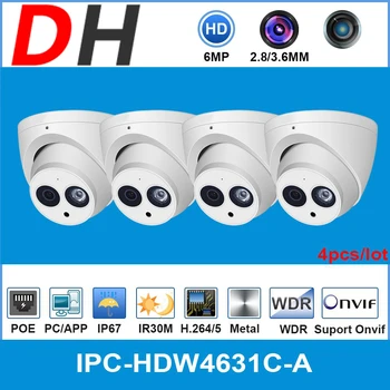 Dahua търговия на Едро с IPC-HDW4631C-A 6MP HD POE Мрежова мини куполна IP камера Метална Вграден микрофон за ВИДЕОНАБЛЮДЕНИЕ IR 30M от IPC-HDW4433C-A