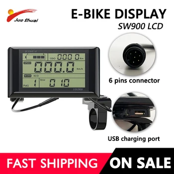 Ebike SW900 LCD Дисплей за Управление на 36-48 В 24 В Електрически Измерване на Скоростта на Мотора измерване на Скоростта на Кабелната Брояч на Скоростта Аксесоари За Велосипеди