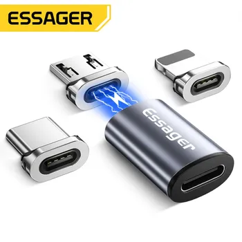Essager Micro USB Type C Магнитен Адаптер За iPhone Xiaomi Samsung USBC КЪМ Micro Usb Конвертор Магнитна Зареждане USB-Конектор C