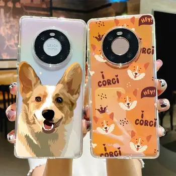FHNBLJ Сладък Cartoony Калъф за телефон с кучето Corgi за Samsung A51 A52 A71 A12 за Redmi 7 9 9A за Huawei Honor8X 10i Прозрачен Калъф