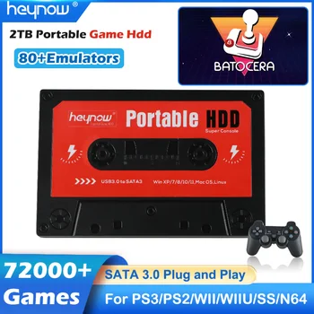 HEYNOW 2T Batocera Преносими игри на твърдия диск SATA3 За супер конзола X PC/лаптоп/Windows/За PS2/PS1/Wii/PSP/N64/PS3/DC/SS Щепсела и да играе.