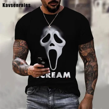 Thriller Movie Scream 3D Мъжка тениска Дамска Лятна Мода Ежедневни Тениска с Високо Качество Harajuku Градинска Облекло Оверсайз Върховете