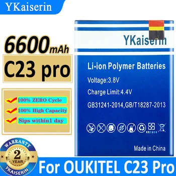 YKaiserin Взаимозаменяеми Батерия C23 Pro 6600 mah За OUKITEL C 23 Pro C23Pro Bateria
