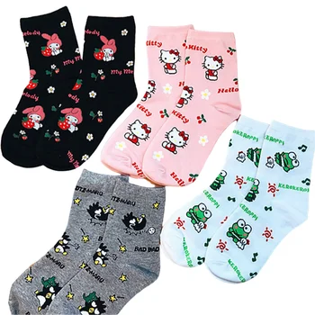 Аниме Sanrio Kawaii My Melody Hello Kitty Средната Тръба Чорапи Cinnamoroll Kuromi Плюшени Животни Женски Мъжки и Дамски Подарък