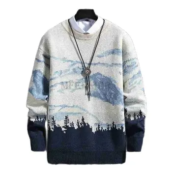 високо качество, есенно-зимна мъжка жилетка, пуловер с принтом, голям е размерът на 8XL, корейски стил, вязаный пуловер, без пуловер, тениски, потници 54 56