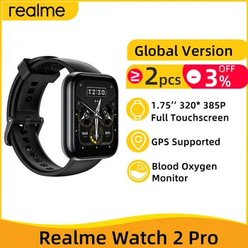 Глобалната версия на realme Watch 2 Pro Смарт часовници 1,75 инча Монитор на кислород в кръвта, сърдечната Честота Умен часовник GPS 14 Дни автономна работа IP68