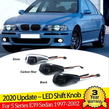 Карбон Черен, Сребрист Цвят LED Дръжка на скоростния Лост за Превключване на Предавките за BMW серия 5 E39 520i 523i 525i 528i 530i 535i 540i M5 520d 525d