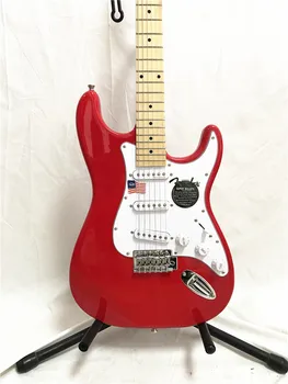 Класическа червена шестиструнная електрическа китара с един перекидным мост, кленов ксилофон, хромирана врата, безплатна доставка